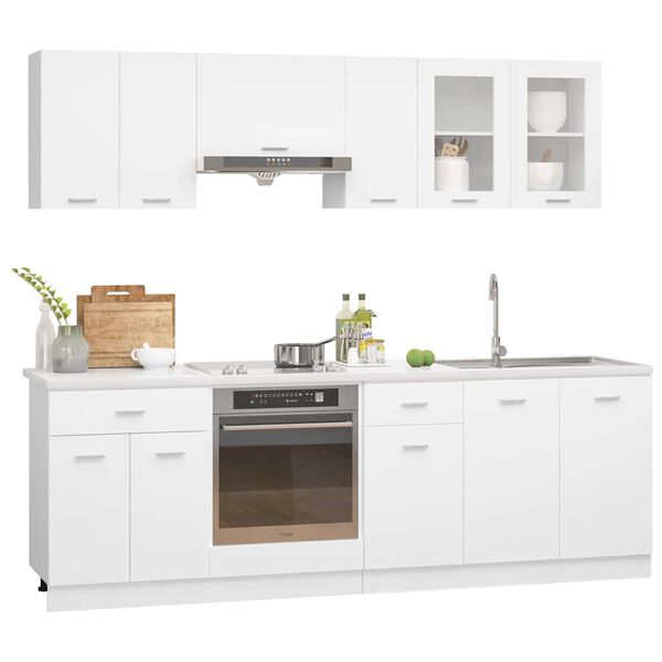 vidaXL 8 Piece Kitchen Cabinet Set Lyon White Engineered Wood