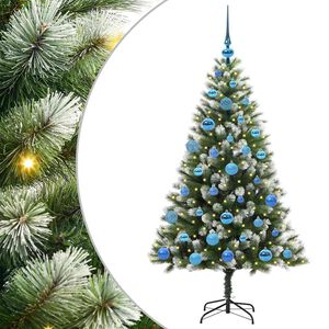 vidaXL Artificial Hinged Christmas Tree with Flocked Snow 150 cm