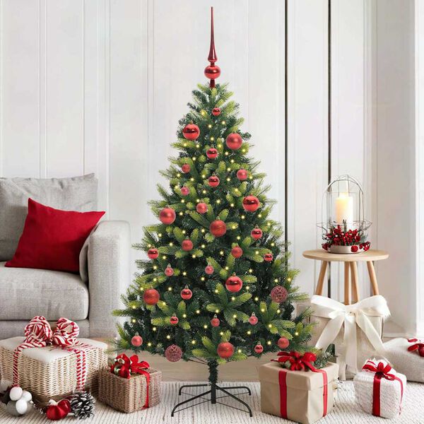 vidaXL Artificial Hinged Christmas Tree 150 LEDs Green 150 cm