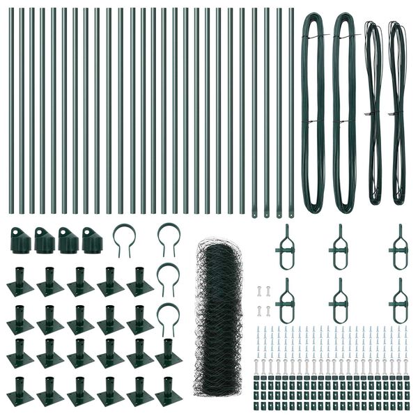 vidaXL Fence Post Green 50 x 0.8 m (50 mm mesh) Steel and PVC