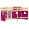 vidaXL Kids' Loft Bed with Curtains without Mattress Pink 90x190 cm Single