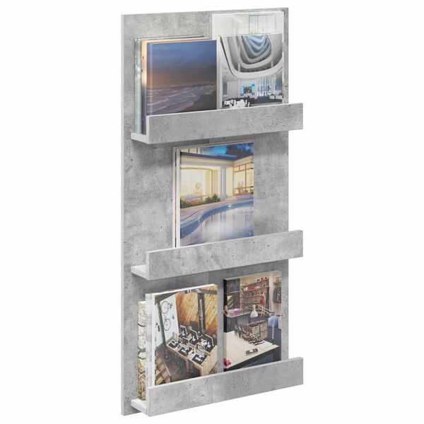 vidaXL Magazine Rack Concrete Grey 51 x 11 x 102 cm Engineered Wood