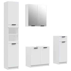 vidaXL 4 Piece Bathroom Cabinet Set White Engineered Wood