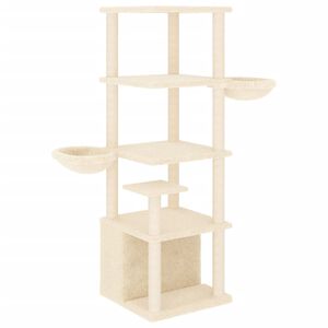 vidaXL Cat Tree with Sisal Scratching Posts Cream 147 cm