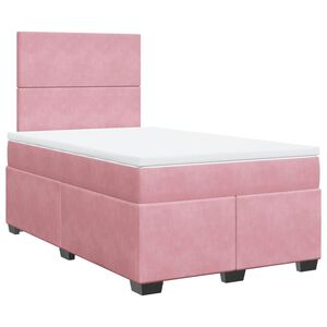 vidaXL Box Spring Bed with Mattress Pink 120x190 cm Small Double Velvet