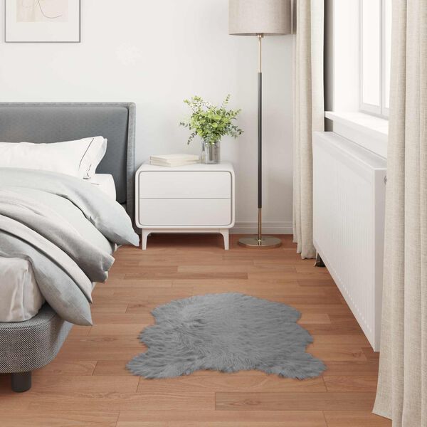 vidaXL Faux Sheepskin Rug Tafalla Grey 50 x 80 cm Polyester