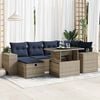 vidaXL 7 Piece Garden Sofa Set with Cushions Brown Poly Rattan Acacia