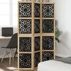 vidaXL Room Divider 3 Panels Brown and Black Solid Wood Paulownia