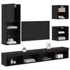 TV Wall Units with LED Wall-mounted 5 pcs Black Oak Engineered Wood