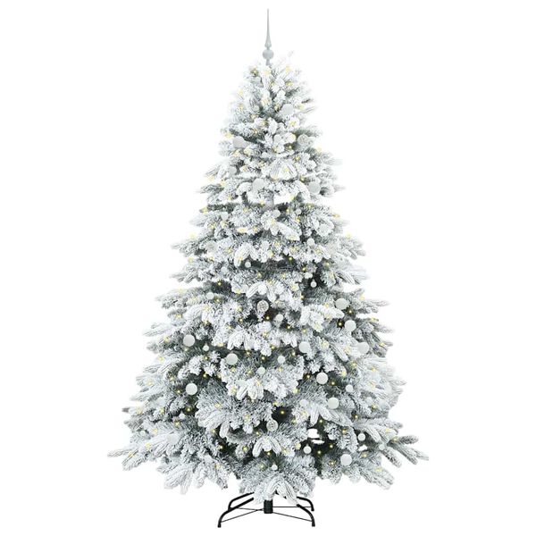 vidaXL Artificial Christmas Tree with 300 LEDs Green 240 cm PE and PVC