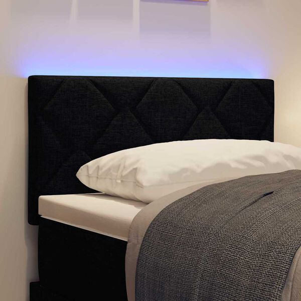vidaXL Headboard with LED Strip Lights Adjustable Black 80 cm Fabric