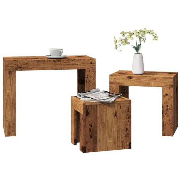 vidaXL Nesting Coffee Tables 3 pcs Old Wood Engineered Wood