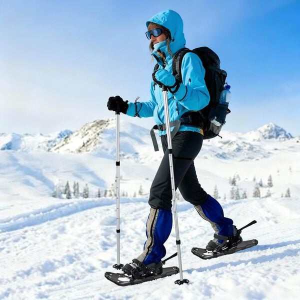vidaXL 3 in 1 Snowshoes Black 21 inches Aluminum and HDPE