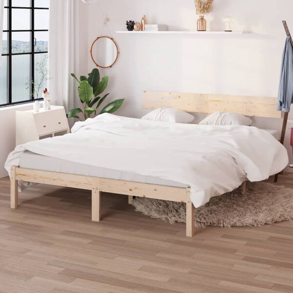 vidaXL Bed Frame without Mattress Solid Wood Pine King Size