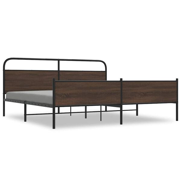 vidaXL Metal Bed Frame without Mattress Brown Oak 183x213 cm