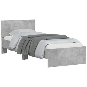 vidaXL Bed Frame with Headboard Concrete Grey Engineered wood