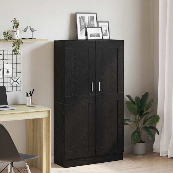 vidaXL Book Cabinet Black Oak 82.5 x 30.5 x 150 cm Engineered Wood