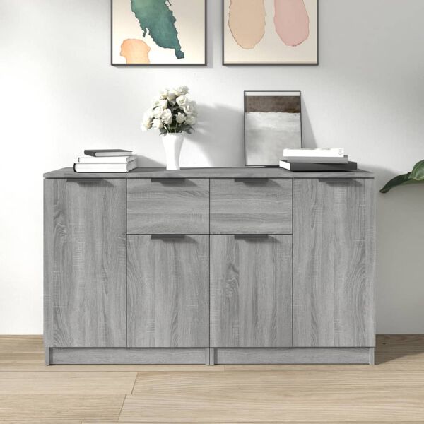 vidaXL Sideboards 2 pcs Grey Sonoma 60x30x70 cm Engineered Wood