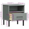 vidaXL Bedside Cabinet with Metal Legs Grey Solid Wood Pine OSLO