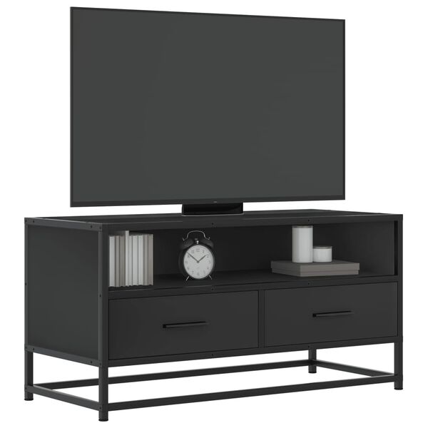 vidaXL TV Cabinet Black 80x34.5x40 cm Engineered Wood and Metal