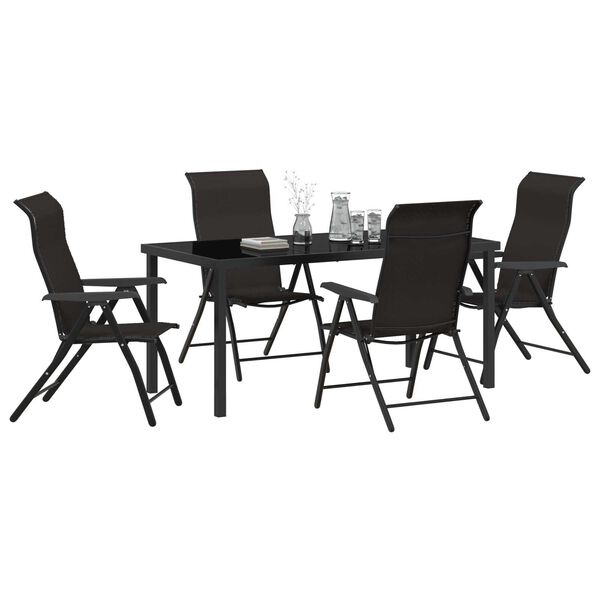 vidaXL Garden Dining Set 5 pcs Black coffee Poly rattan