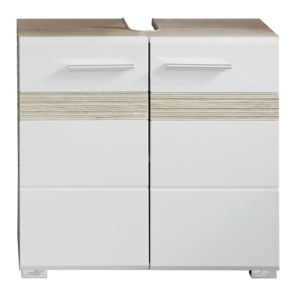 Trendteam Sink Vanity Unit Set-One White and Light San Remo Oak