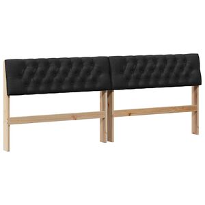 vidaXL Upholstered Headboard Black 200 cm Solid Pine Wood