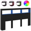 vidaXL Headboard Cabinet with LED Black Oak 180x17x102 cm