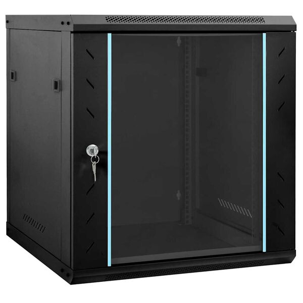 vidaXL Network Cabinet with Storage Black 60 x 45 x 65 cm Steel