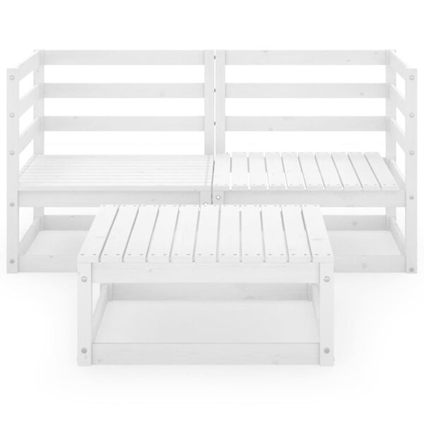 vidaXL 3 Piece Garden Lounge Set White Solid Wood Pine