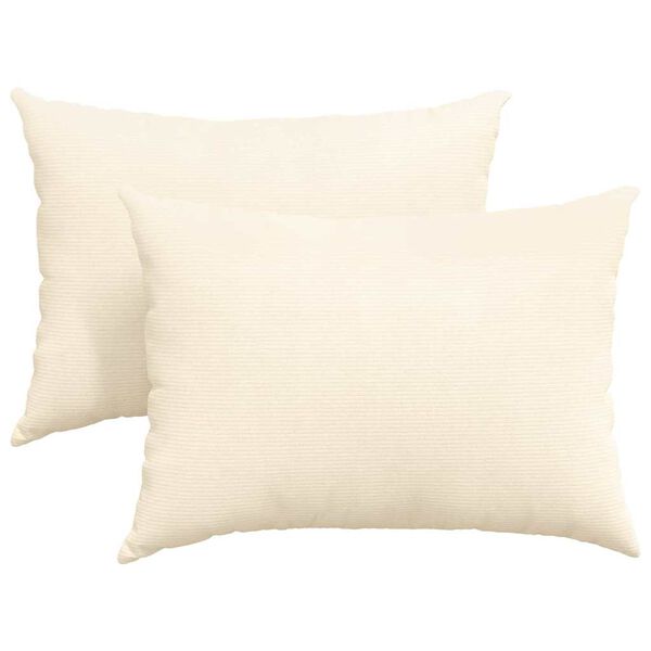 vidaXL Sofa Pillows 2 pcs Cream 70 x 50 cm Corduroy Fabric