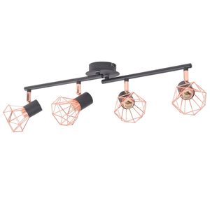 vidaXL Ceiling Lamp | Black and Copper | Metal frame and iron wire shade