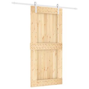 vidaXL Sliding Door Natural and White 95 x 210 cm Solid Pine Wood