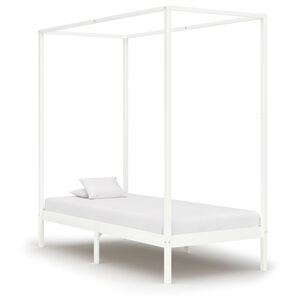 vidaXL Canopy Bed Frame without Mattress White Solid Wood 100x200 cm