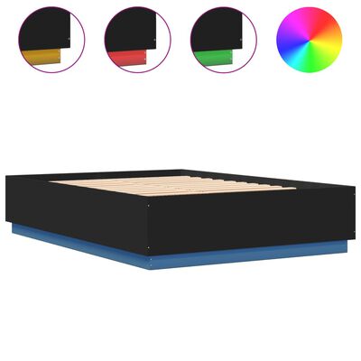 vidaXL Bed Frame with LED Lights Black 120x200 cm Engineered Wood