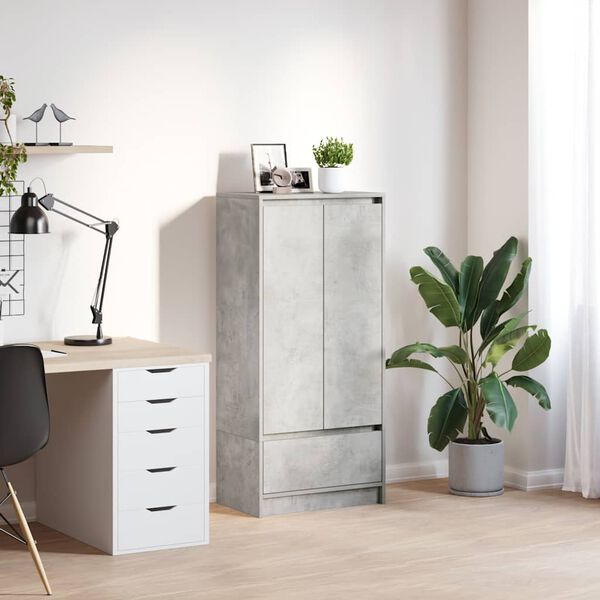 vidaXL Cabinet with Drawer Concrete Grey 55.5x34x119.5 cm Engineered Wood
