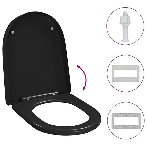 vidaXL Soft-close Toilet Seat with Quick-release Design Black