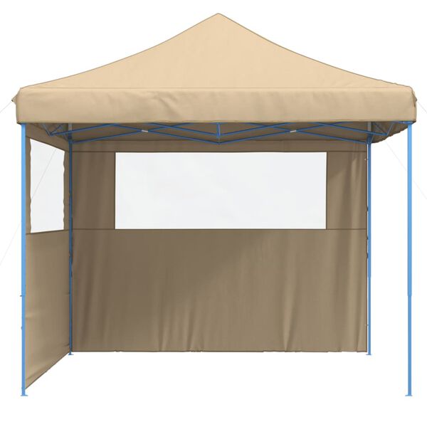 vidaXL Foldable Party Tent Pop-Up with 2 Sidewalls Beige