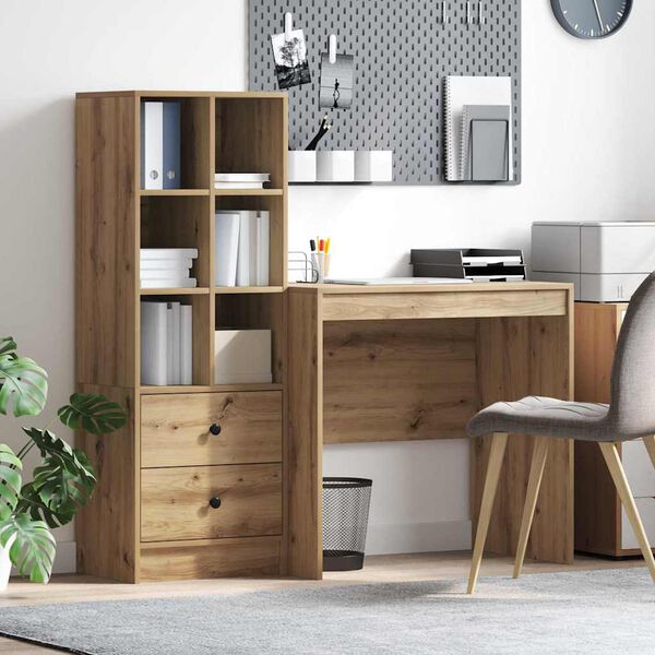 vidaXL Desk with Drawer 2 pcs Artisan Oak