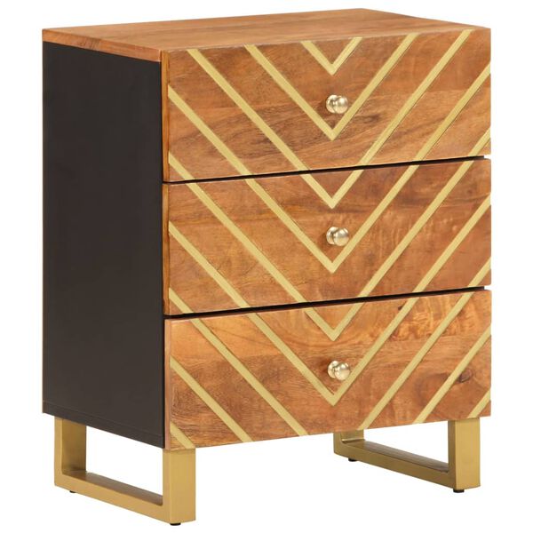 vidaXL Bedside Cabinet Brown and Black 50x33x60 cm Solid Wood Mango