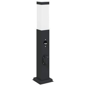 vidaXL Bollard Light with Sensor&Outlet 50 cm Black IP44