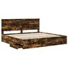 vidaXL Bed Frame with Headboard Smoked Oak 200 x 200 cm Engineer Wood