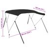 vidaXL 3-bow Bimini Top Black 183x180x137 cm