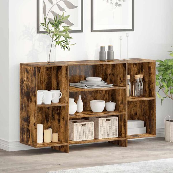 vidaXL Sideboard Smoked Oak 120x30x75 cm Engineered Wood