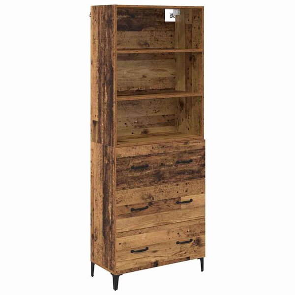 vidaXL Highboard Old Wood 69.5 x 34 x 180 cm Engineered Wood