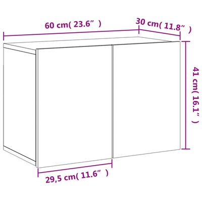 vidaXL TV Cabinet Wall-mounted Grey Sonoma 60x30x41 cm