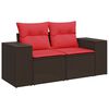 vidaXL Garden Sofa with Cushions 2-Seater Brown Poly Rattan