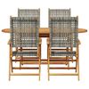 vidaXL Garden Dining Set 5 pcs Grey Solid acacia wood and poly rattan
