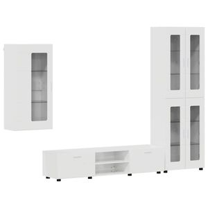 vidaXL TV Cabinet Set FLORIN High Gloss White Engineered Wood
