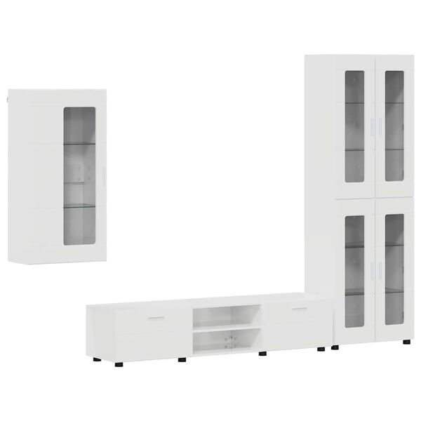vidaXL TV Cabinet Set FLORIN High Gloss White Engineered Wood